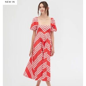 Hill House Matilda Dress in Red Stripe. (large)